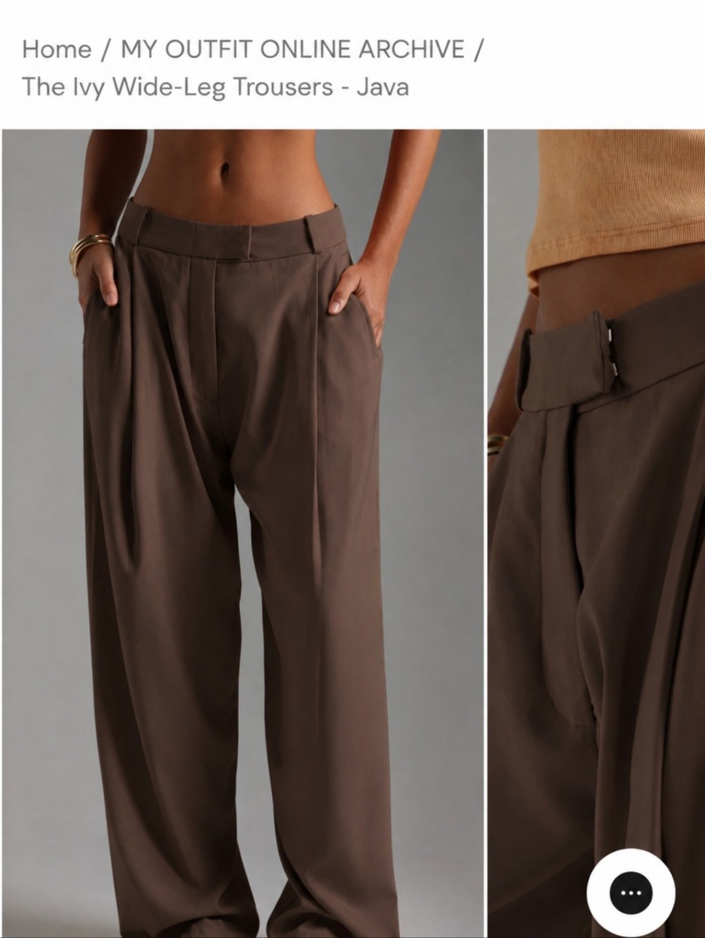My Outfit Online The Ive Wide Leg Pleated Trousers Nwt Java Brown — image 3 of 8